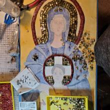 Adding Tesserae with Thinset on Top of Under Painting
