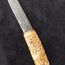 Carved antler viking knife 
