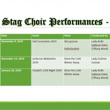 The Stag Choir Performances 2019-2